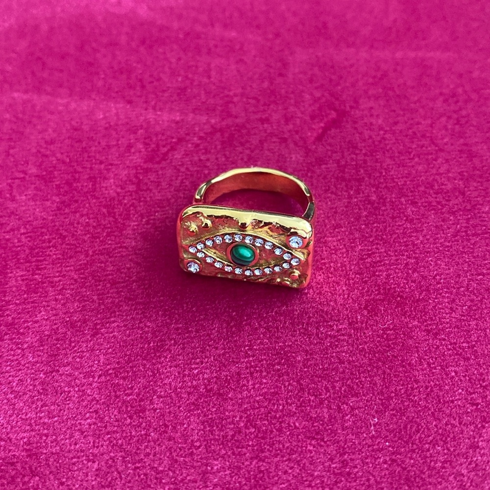 18k Gold Plated Evil Eye Talisman Ring